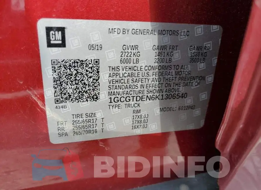 1GCGTDEN6K1306540 Photo# 12
