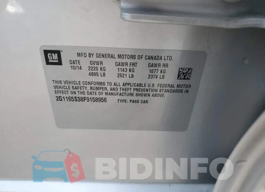 2G1165S38F9158956 Photo# 12