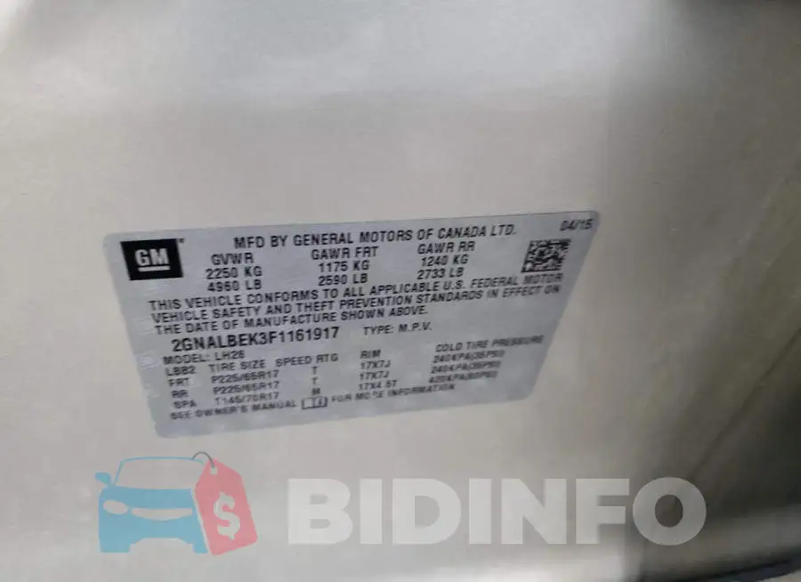 2GNALBEK3F1161917 Photo# 12