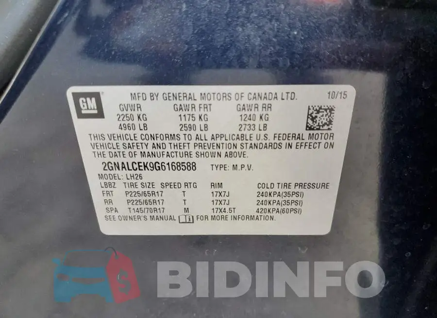 2GNALCEK9G6168588 Photo# 13