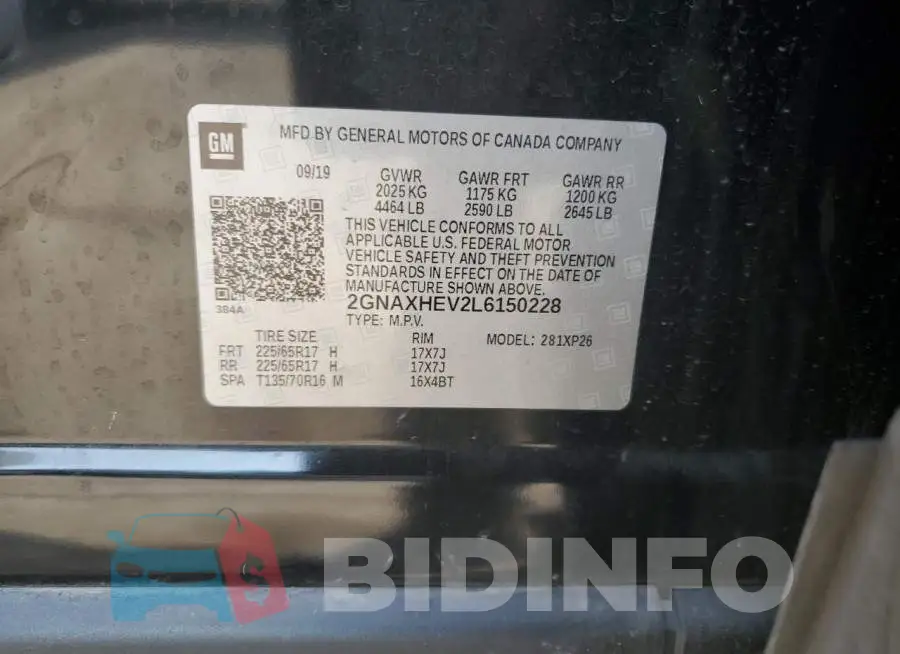 2GNAXHEV2L6150228 Photo# 14