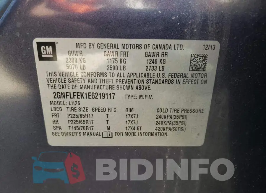 2GNFLFEK1E6219117 Photo# 13