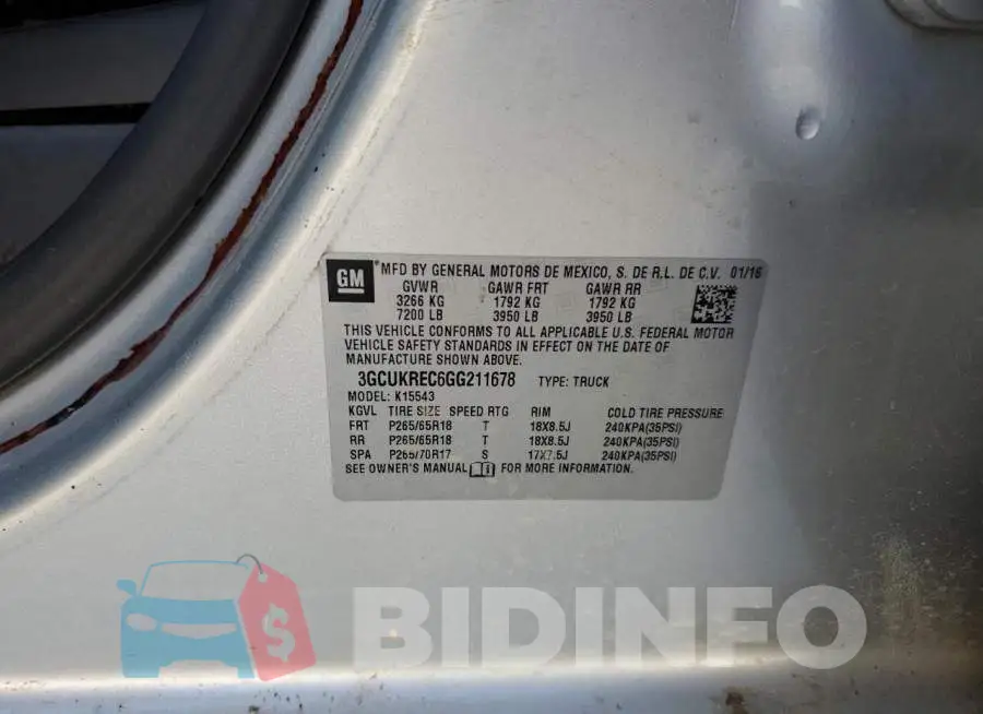 3GCUKREC6GG211678 Photo# 12