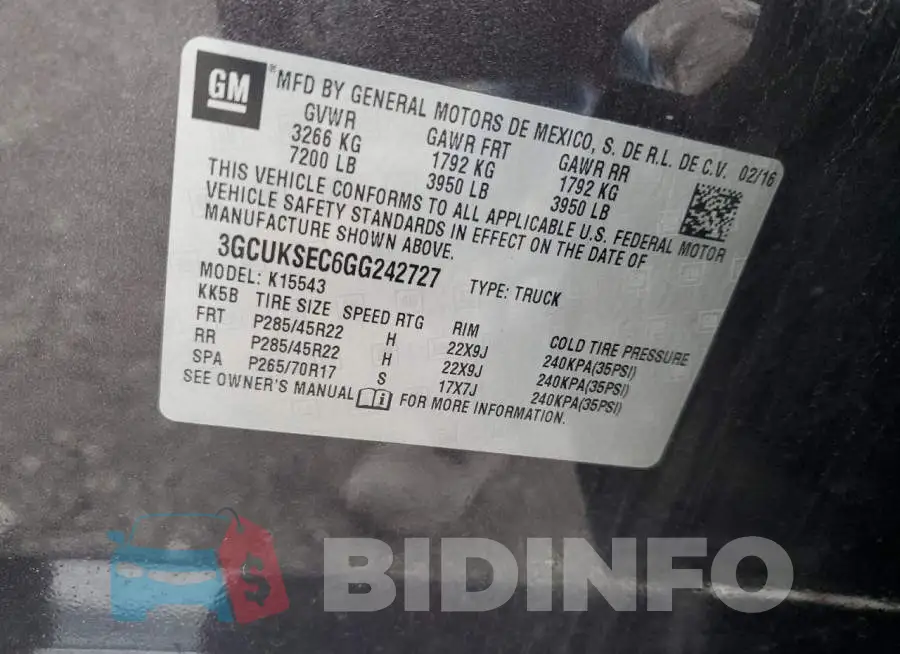 3GCUKSEC6GG242727 Photo# 12