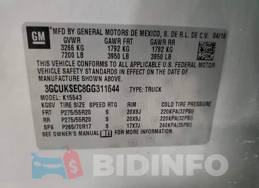 3GCUKSEC8GG311644 Photo# 12
