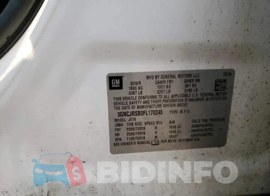 3GNCJRSB0FL170245 Photo# 13