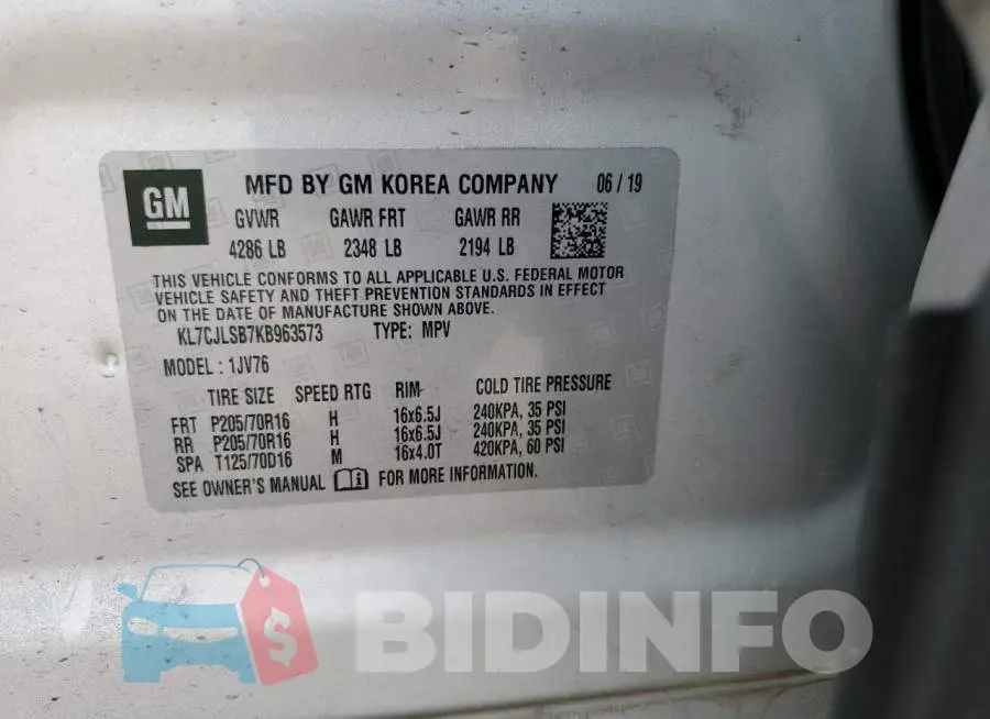 KL7CJLSB7KB963573 Photo# 13