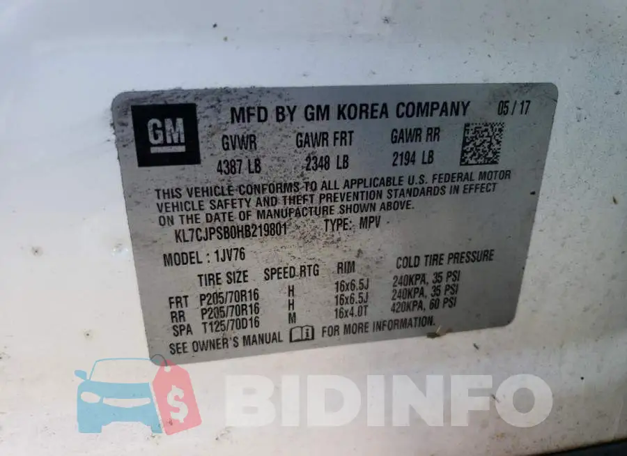KL7CJPSB0HB219801 Photo# 13