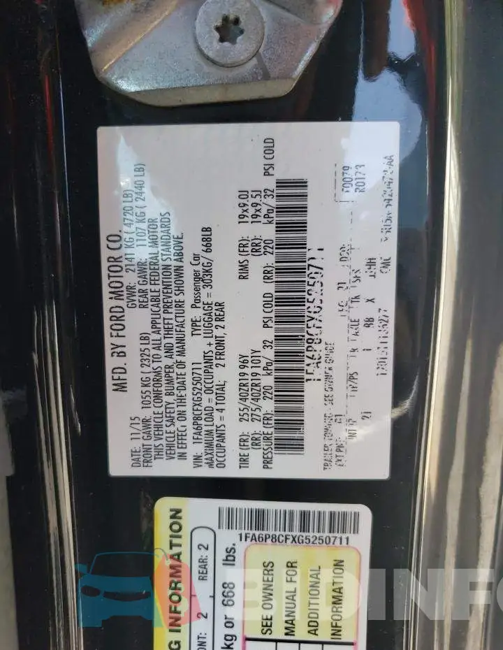 1FA6P8CFXG5250711 Photo# 12