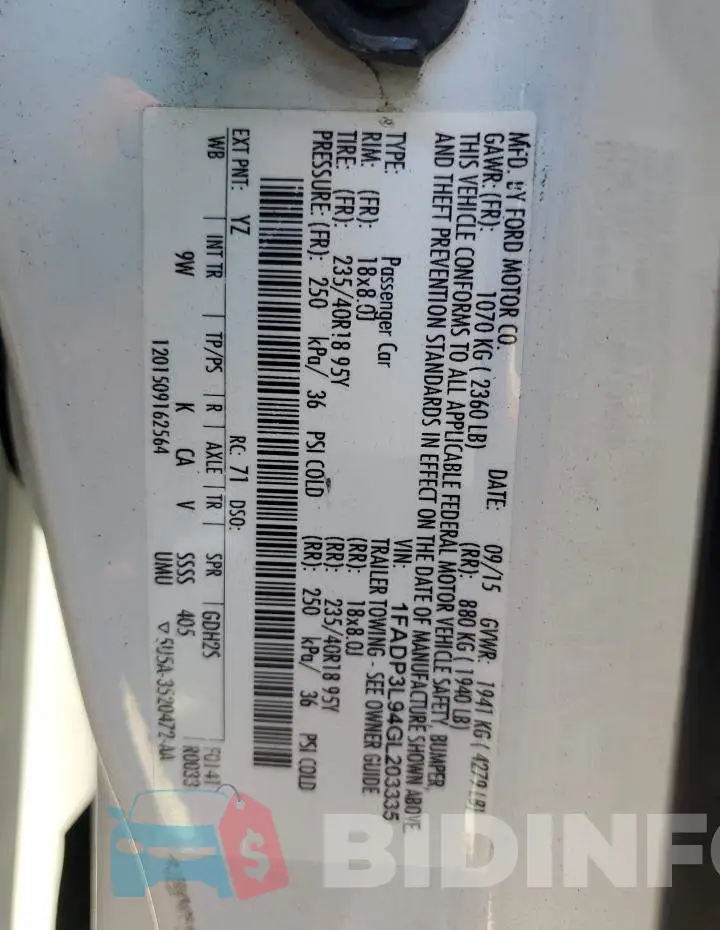 1FADP3L94GL203335 Photo# 13