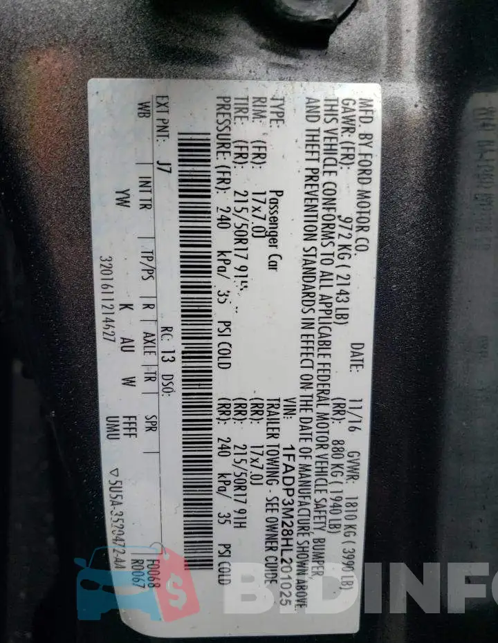 1FADP3M28HL201025 Photo# 12
