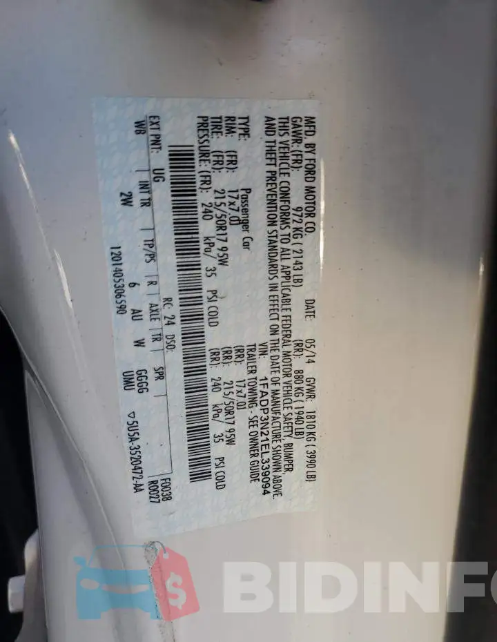 1FADP3N21EL339094 Photo# 12
