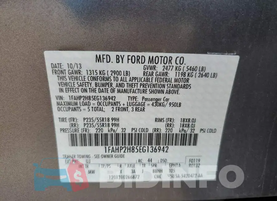 1FAHP2H85EG136942 Photo# 12