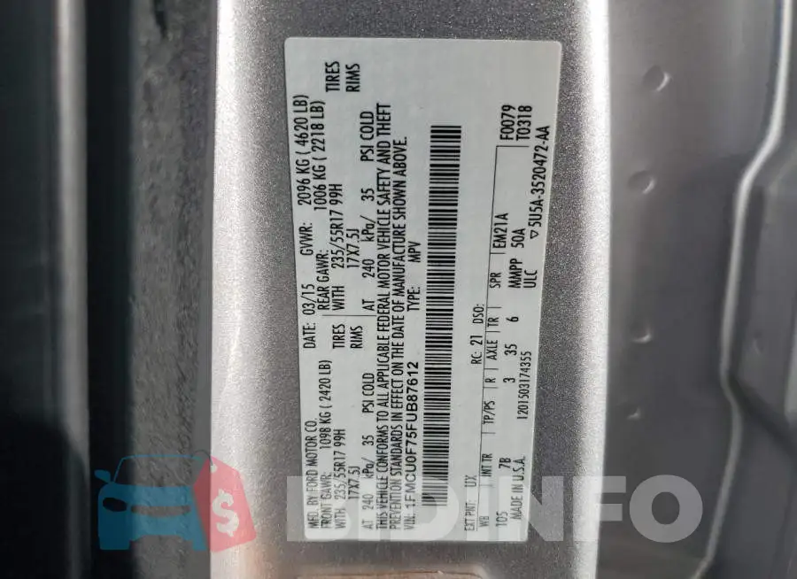 1FMCU0F75FUB87612 Photo# 13