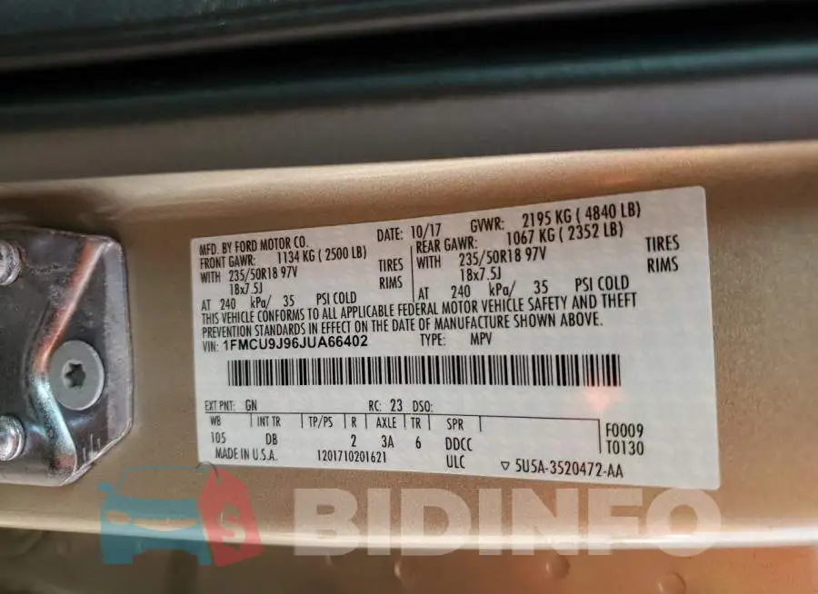 1FMCU9J96JUA66402 Photo# 12