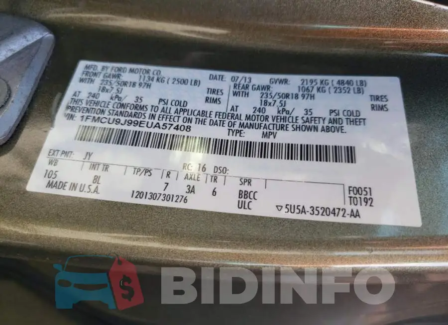 1FMCU9J99EUA57408 Photo# 12