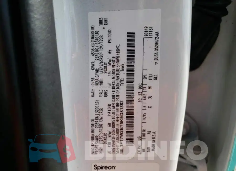 1FT7W2BT5KED81382 Photo# 13