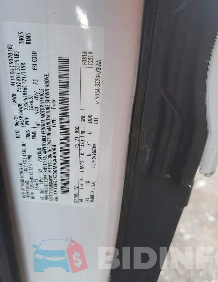 1FTBR1C80MKA49084 Photo# 13