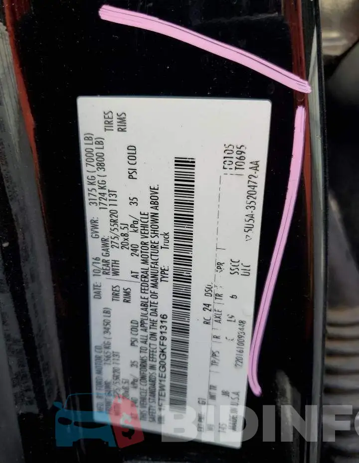 1FTEW1EG0GKF91316 Photo# 12