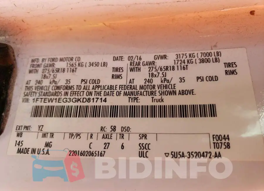 1FTEW1EG3GKD81714 Photo# 12