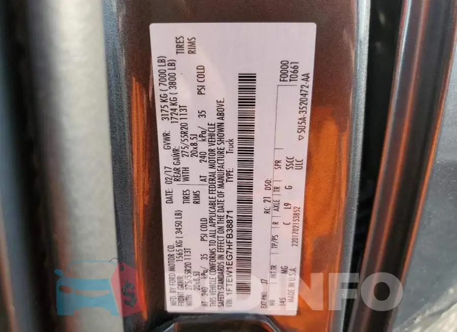 1FTEW1EG7HFB38871 Photo# 12
