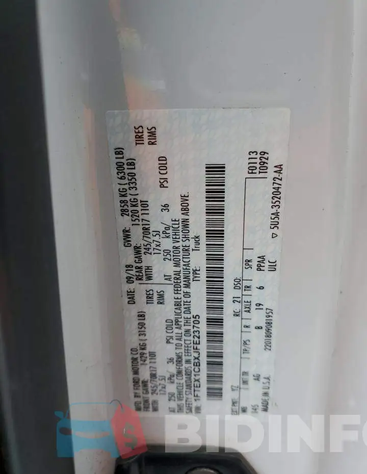 1FTEX1CBXJFE23705 Photo# 12