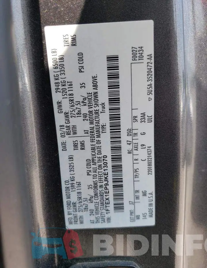 1FTEX1EP9JKE13070 Photo# 13