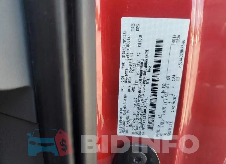 1FTFX1E85MKD11816 Photo# 12