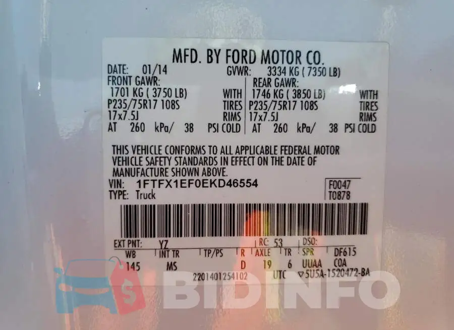 1FTFX1EF0EKD46554 Photo# 12