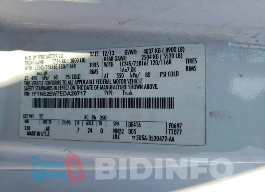 1FTNE2EW7EDA28717 Photo# 13