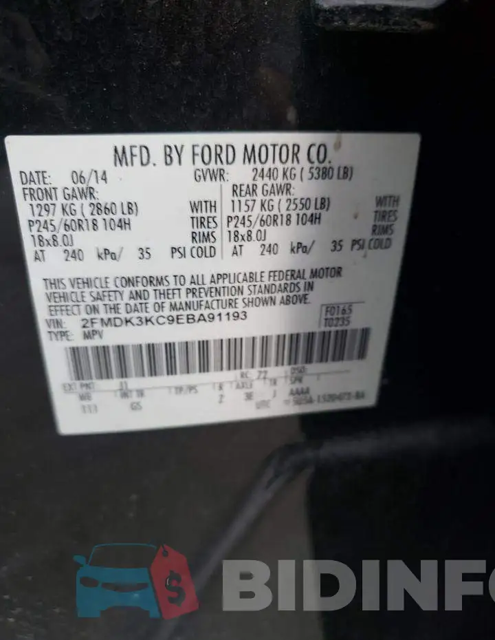 2FMDK3KC9EBA91193 Photo# 12