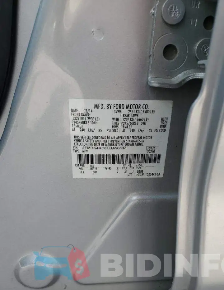 2FMDK4KC6EBA50607 Photo# 13