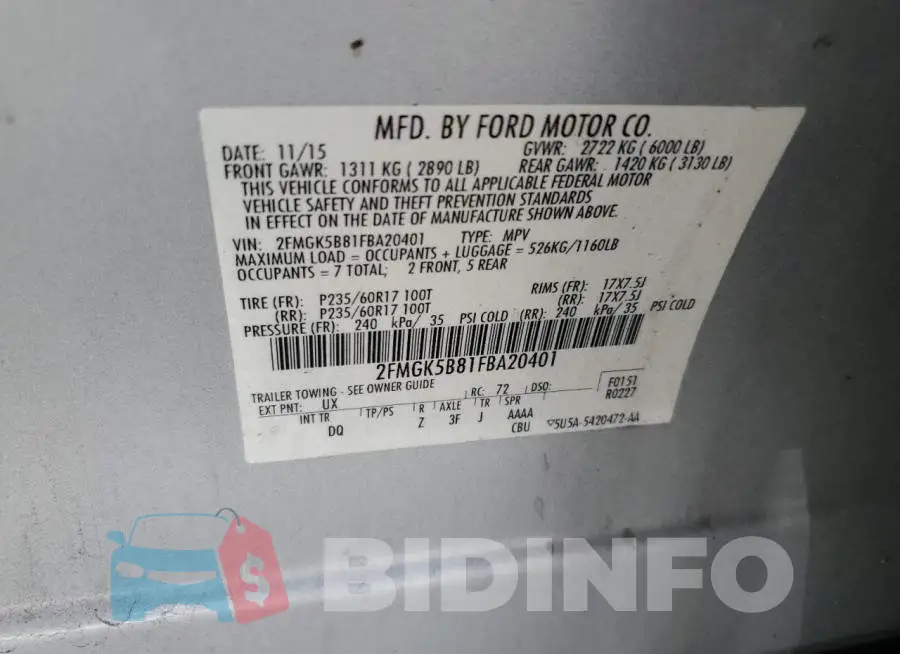 2FMGK5B81FBA20401 Photo# 13