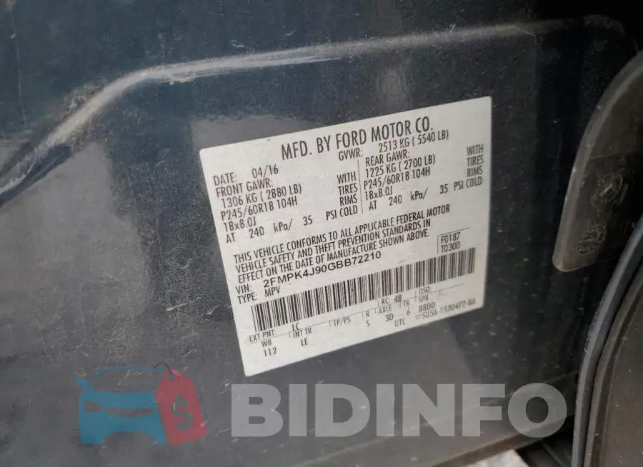 2FMPK4J90GBB72210 Photo# 14
