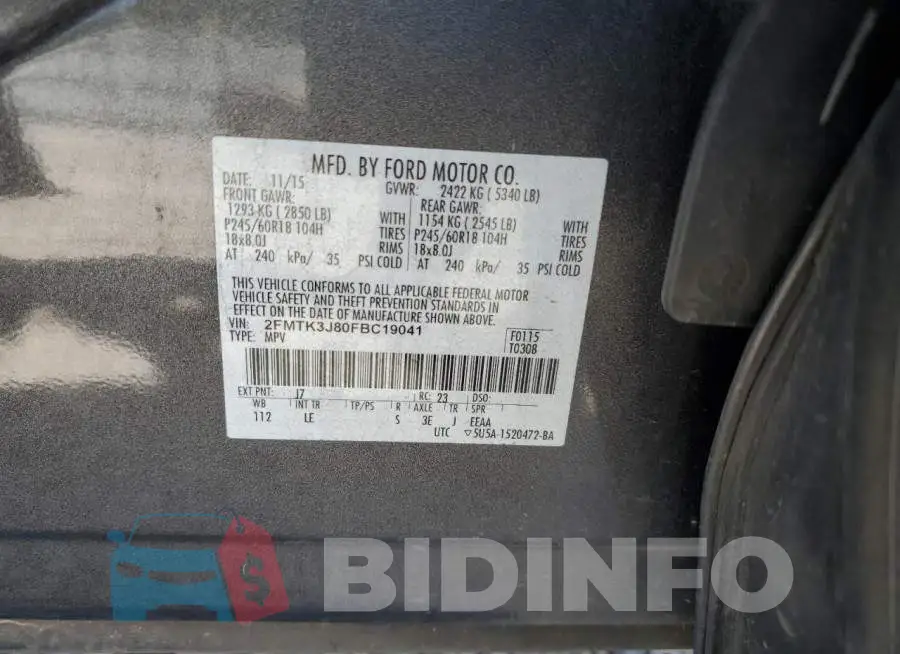 2FMTK3J80FBC19041 Photo# 13