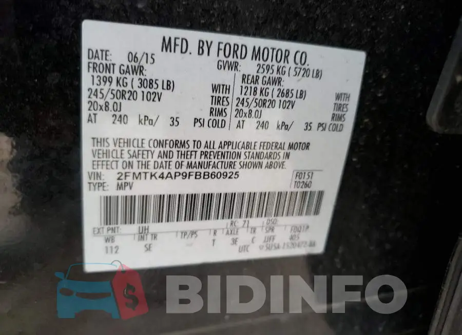 2FMTK4AP9FBB60925 Photo# 13