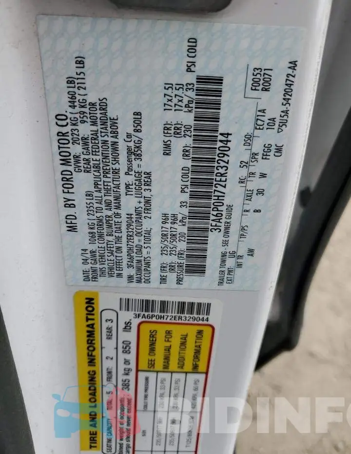 3FA6P0H72ER329044 Photo# 12