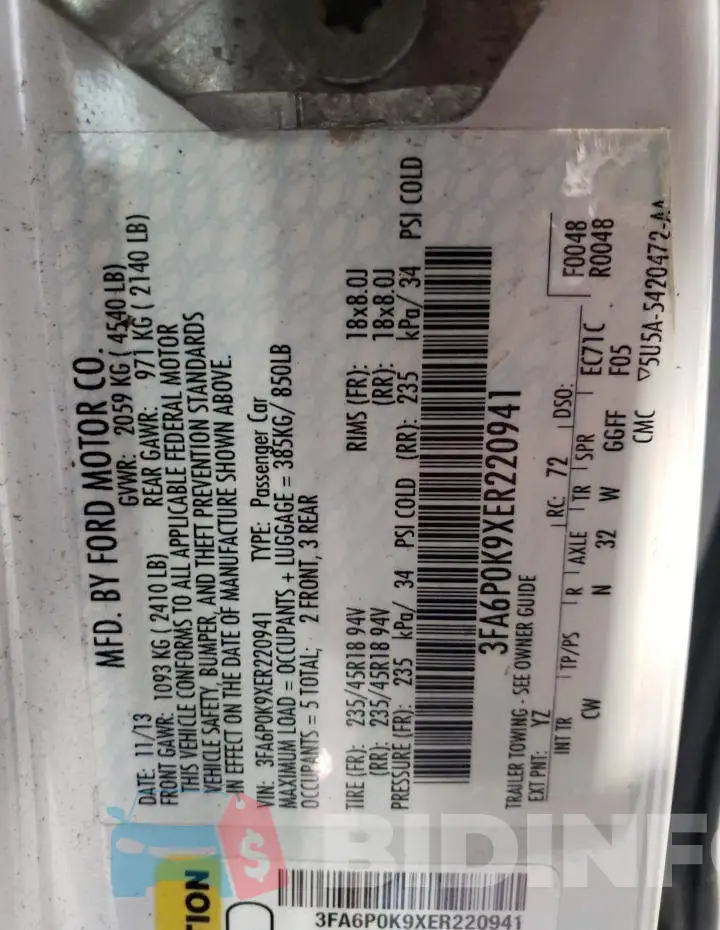 3FA6P0K9XER220941 Photo# 12
