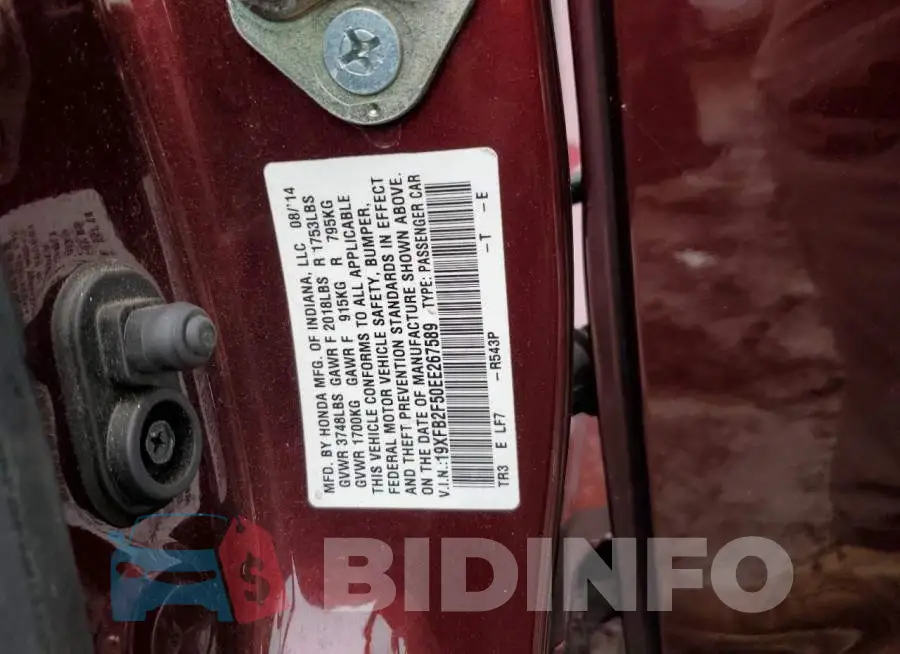 19XFB2F50EE267589 Photo# 13