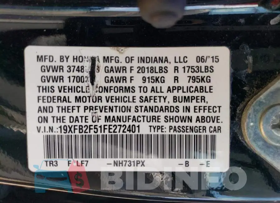19XFB2F51FE272401 Photo# 13