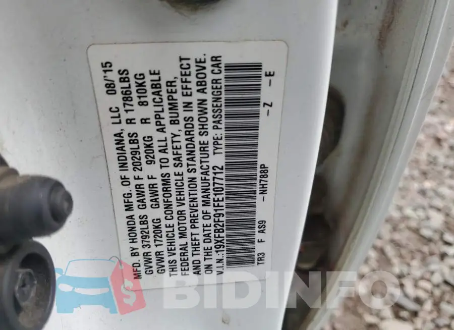 19XFB2F91FE107712 Photo# 13