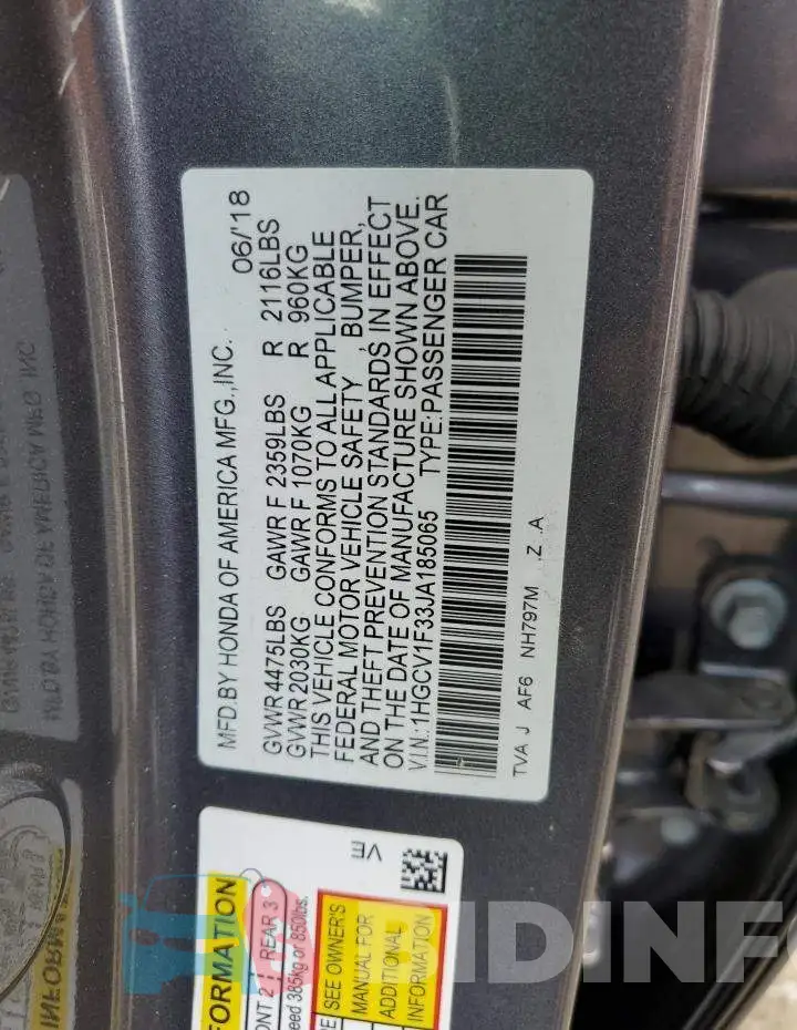 1HGCV1F33JA185065 Photo# 12