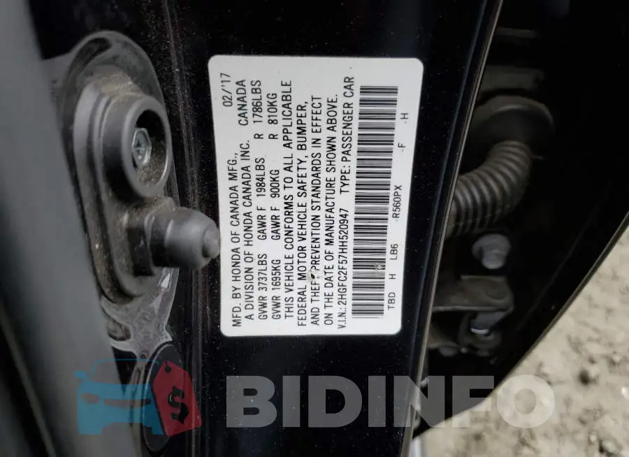 2HGFC2F57HH520947 Photo# 12