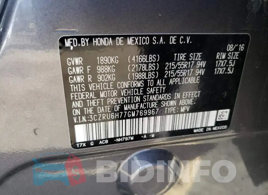 3CZRU6H77GM769967 Photo# 12