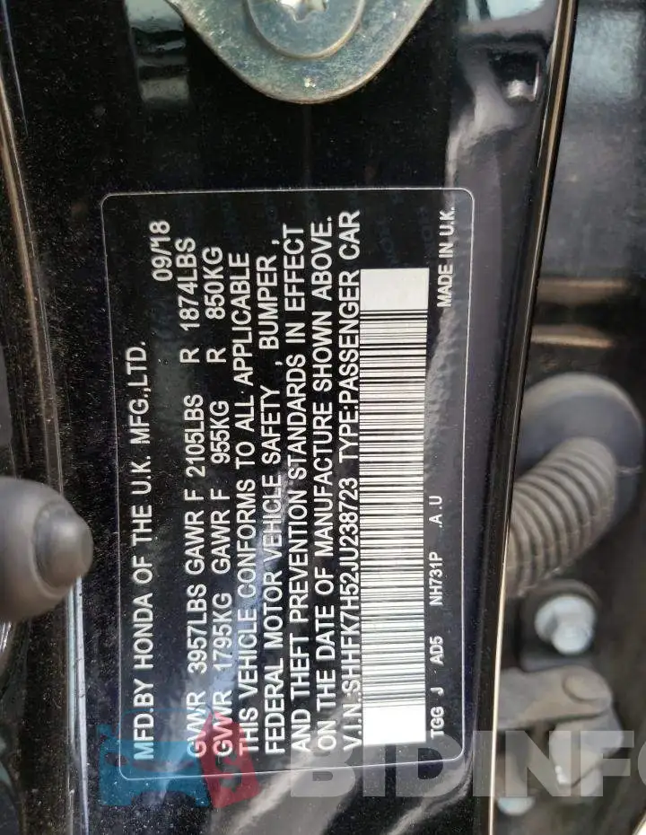 SHHFK7H52JU238723 Photo# 13
