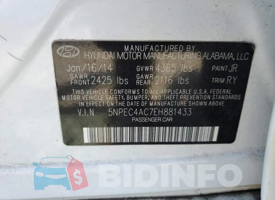 5NPEC4AC7EH881433 Photo# 13