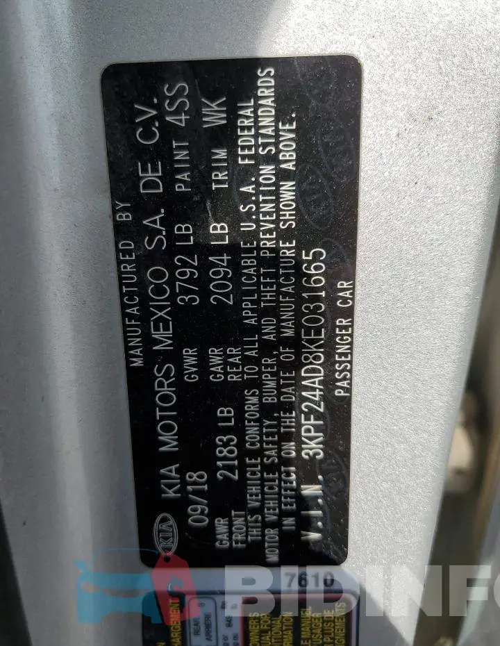 3KPF24AD8KE031665 Photo# 13