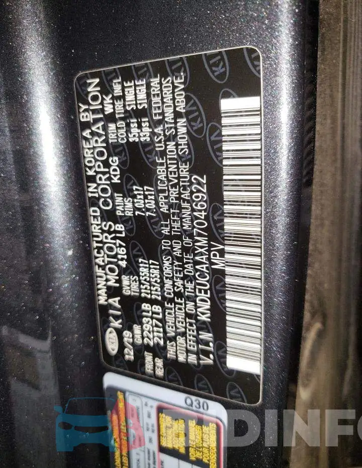 KNDEUCAAXM7046922 Photo# 12