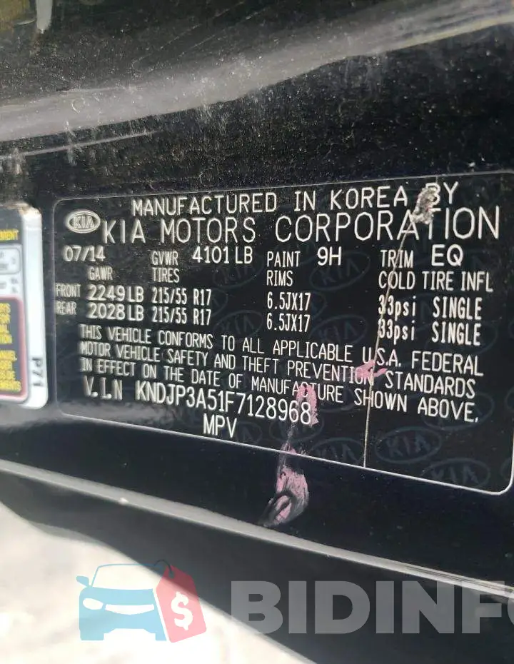 KNDJP3A51F7128968 Photo# 13