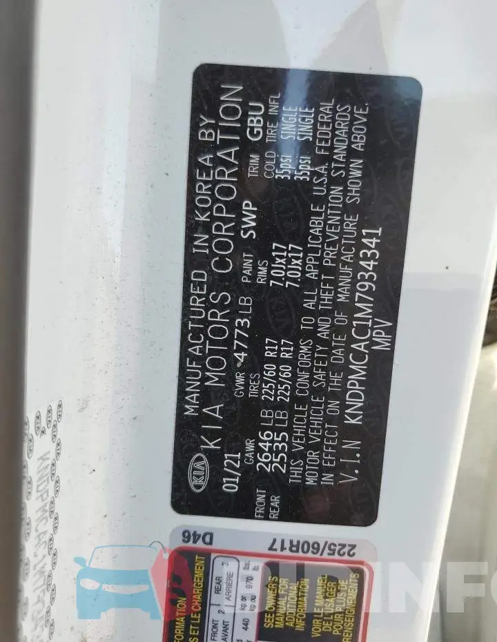 KNDPMCAC1M7934341 Photo# 12